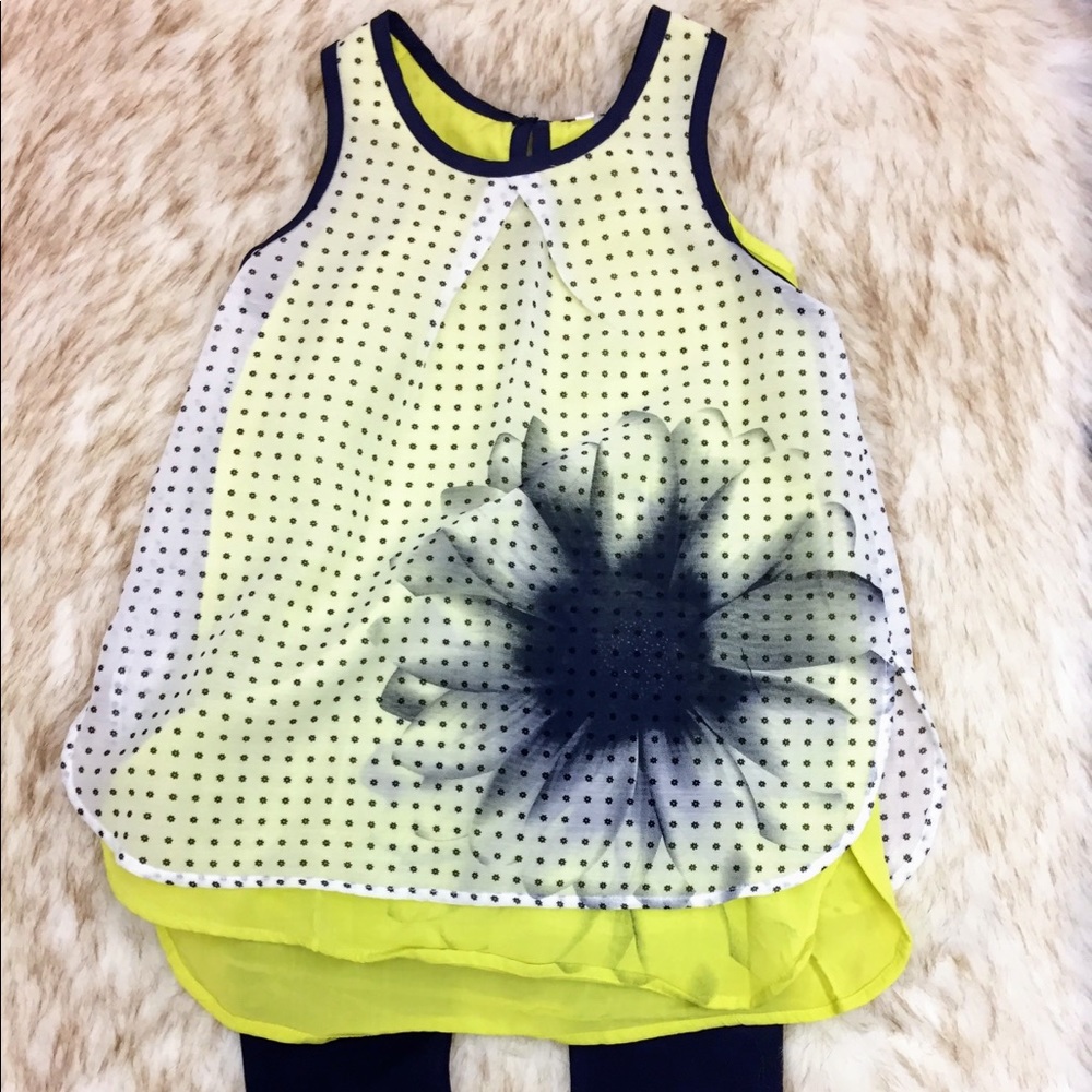 2pc 2 Layered Top with Navy Blue Leggings